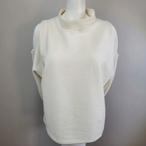Cold Shoulder Top Mock Neck Ribbed Knit Long Sleeve Pullover Sweater No Size Tag